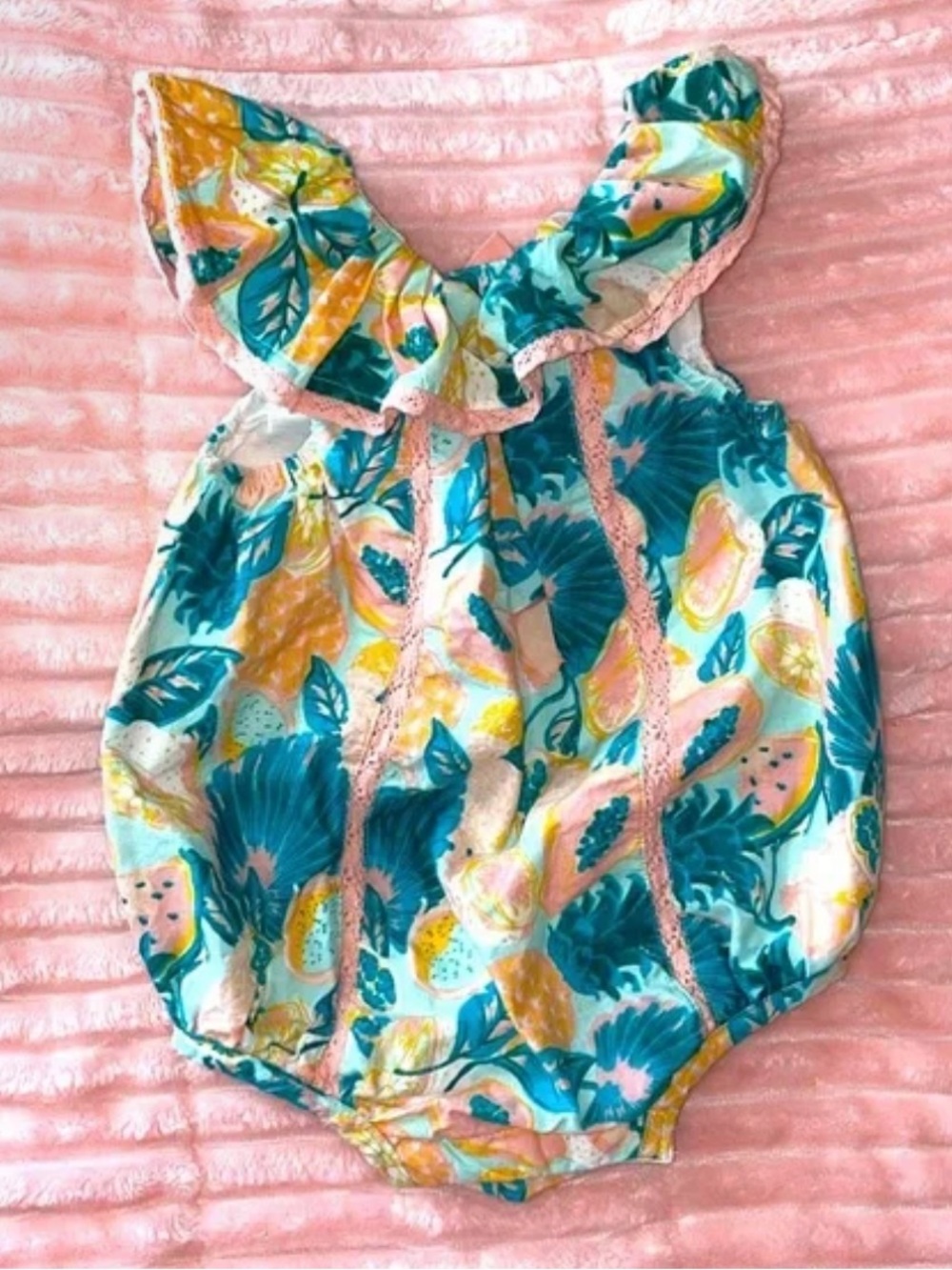NWOTTommy Bahama Baby Floral Fruit Ruffle One-Piece Romper
